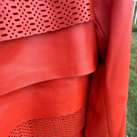 Bagatelle Orange Leather Women's Cropped Jacket Medium - Picture 11 of 12